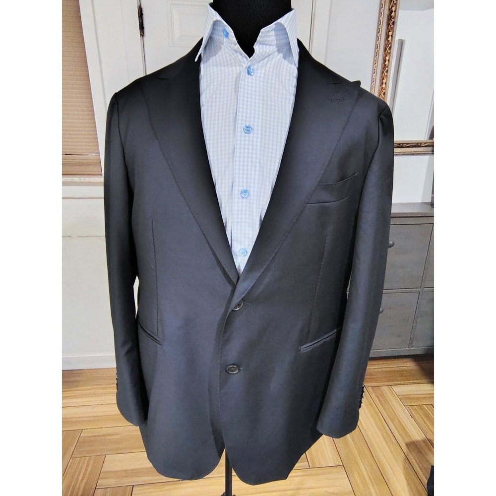SuitSupply Blazer 46R Peak Lapel Navy Wool Sport Coat Jacket Vitale Barberis
